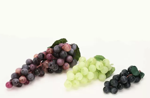 6 x Deko-Weintrauben ca. 10 cm in blau rot und grün Weintraube sortiert Obst