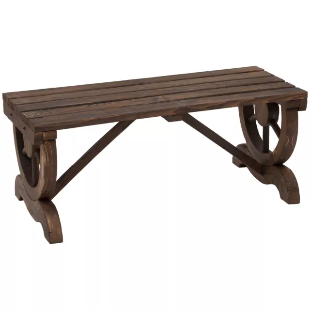 Outsunny Panca Ruota in Legno Rustico Esterno Patio Sedile da Giardino 2 Persone Marrone