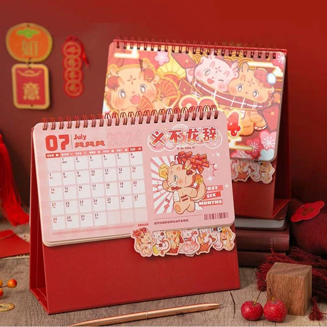 CHINESE DRAGON NEW Year 2024 Calendar Standing Flip Calendar Kids EUR