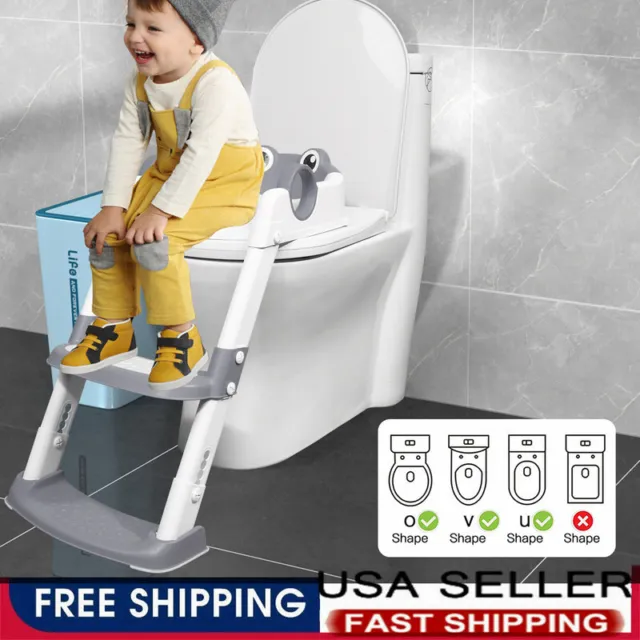 Potty Training Toddler Seat with Ladder Double Step Stools Toilet Chair for Kids