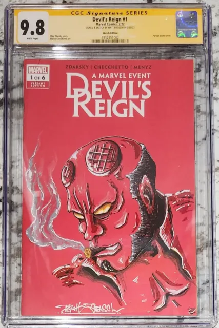 Devil's Reign #1 CGC SS 9.8 Red Blank Variant Original Hellboy Sketch & Signed 2
