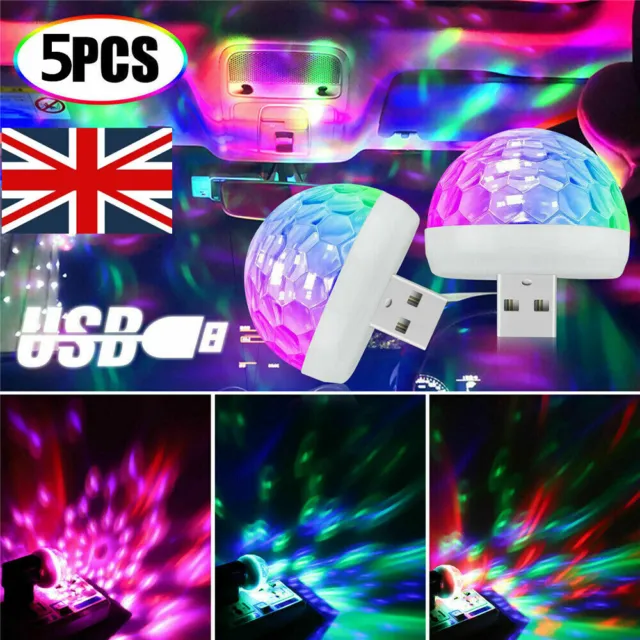 5X USB Mini RGB LED Disco Stage Light Party Club Phone Ball Lamp Lighting Bar UK