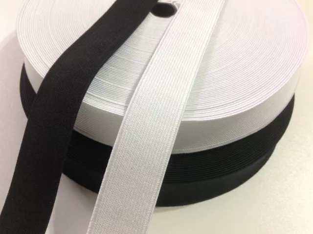 Flat Woven Elastic 25mm / 1 inch wide Black or White Premium Grade UK SELLER(L1)