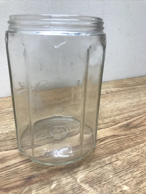 Antique PURITY OATS Hoosier Embossed Jar 6" Glass Canister Missing metal Lid 8