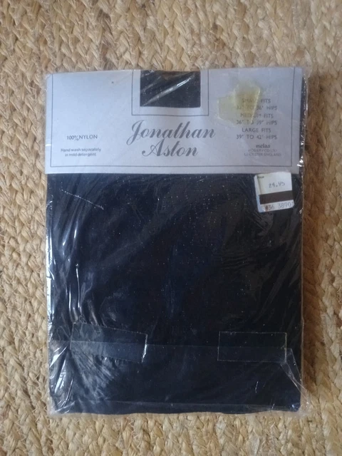 Collant Inglese Jonathan Aston vintage in pizzo nero grande