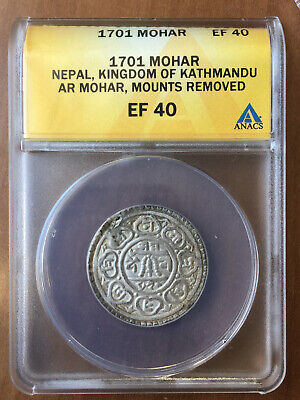 Nepal 1701 Mohar Kingdom of Kathmandu. AR Mohar.  EF 40 Silver Coin