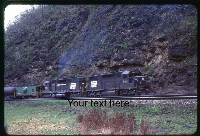 e791 Orig Slide Penn Central 6011, 6077 Helpers Horseshoe Curve, pa 1976