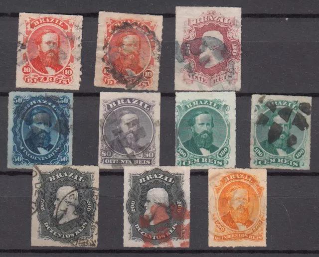 BRAZIL  1876 pedro empire    lot of 10   stamps