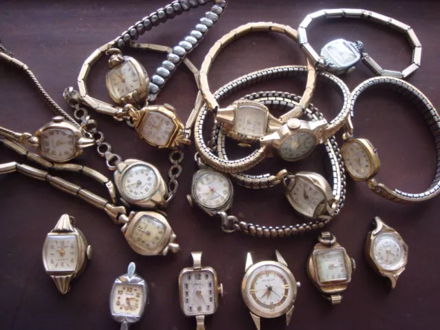 Vintage Lot Ladies Watches Bulova, Elgin, Wittnauer,R.g.p. & Gold Filled Repair