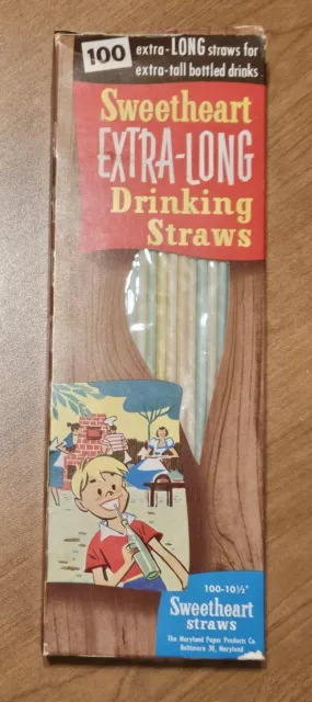 Sweetheart Extra-Long (10.5") Drinking Straws Box Of 100 Vintage Maryland Paper