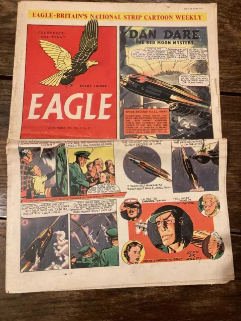 Eagle Magazine 26th Oct 1951 Vol 2 No. 29 colour comics Dan Dare Tin Tin Arsenal