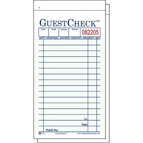 Duplicate Carbon Paper 13-Line GuestChecks Green | 50 Checks/Book 50 Book/Case