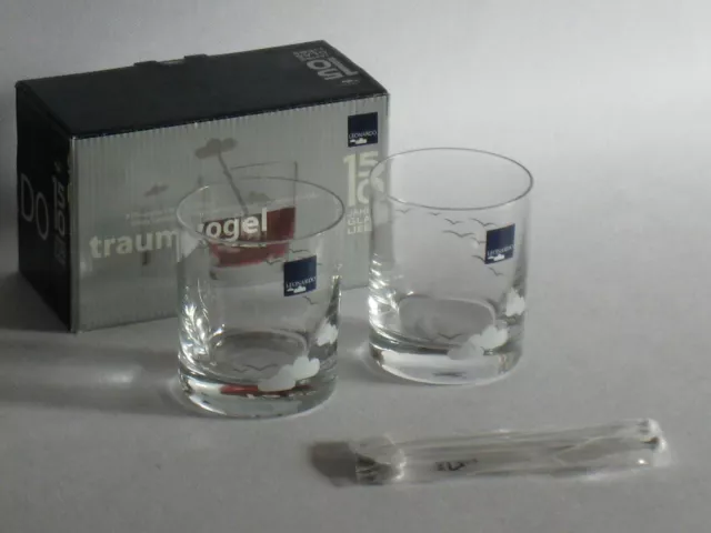 LEONARDO 35 cl Whiskey Cocktail Gläser 2er Set " Traumvogel "  mit Rührer