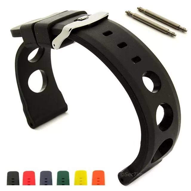 Perforated Silicone Rubber Watch Strap Band, Waterproof Resin 18 20 22 24 SH MM