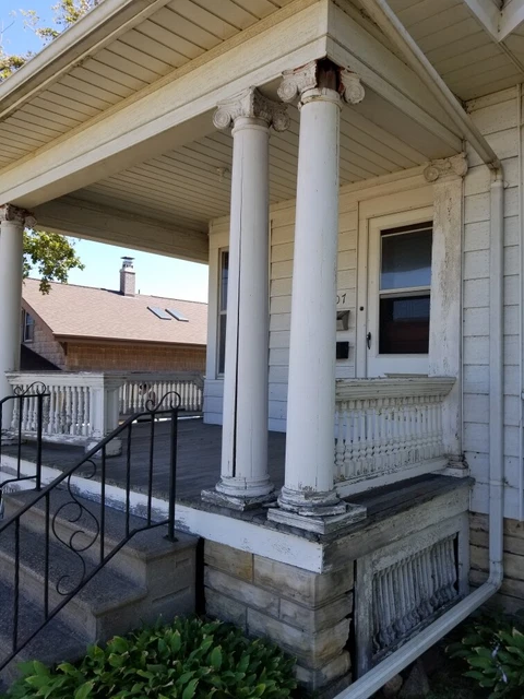 4 Vintage/Antique 83" Round Wood Load Bearing Structural Porch Columns from 1912 2