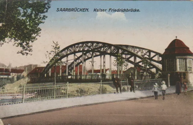 AK Saarbrücken. Kaiser Friedrich Brücke 1921