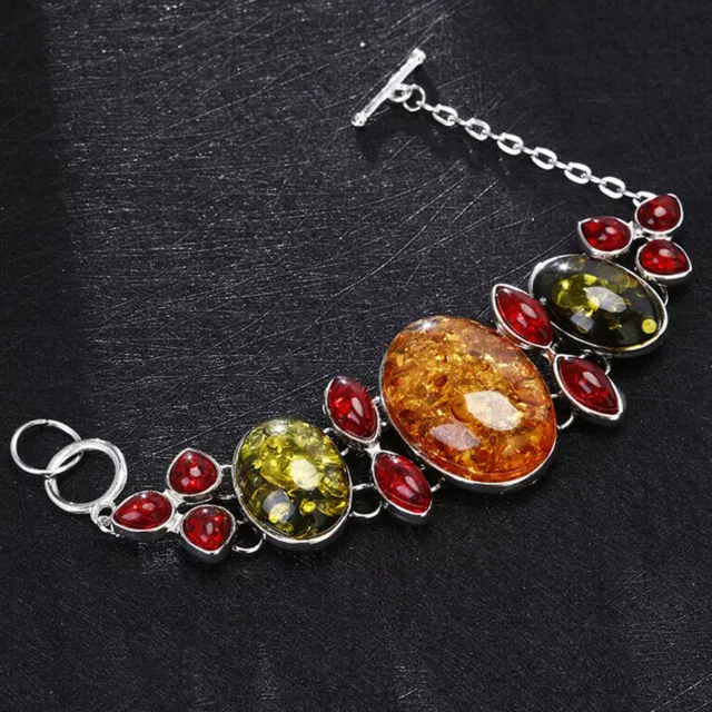 Femmes Vintage Chaîne Amber Bijoux Cadeau Bracelet Baltique Argent Mariage