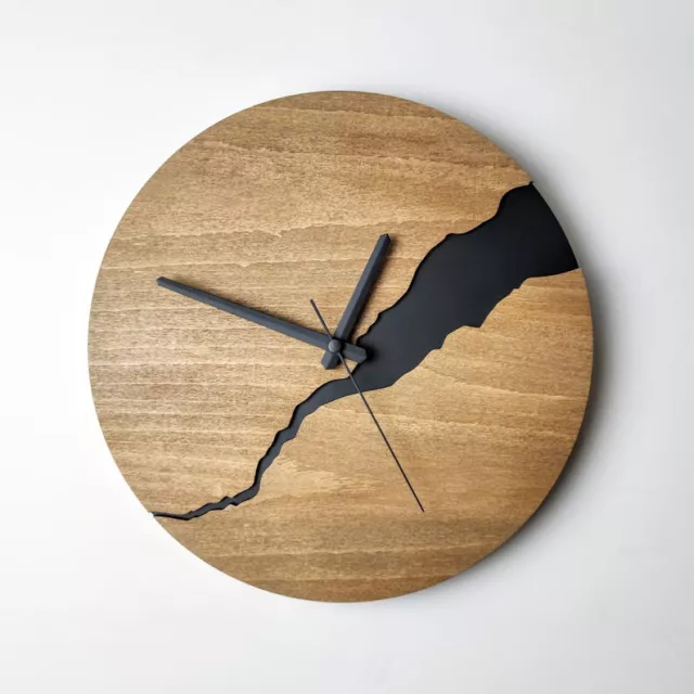 Modern Wall Clock with Numbers Silent Unique Wood Minimalist wall clock Handmade