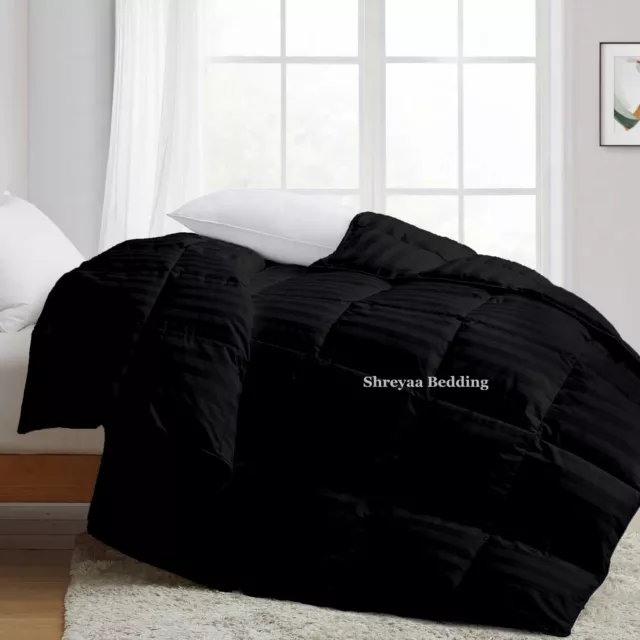 Ultra Soft Goose Down Alternative Comforter Full XL Size Black Stripes 1000 TC 3