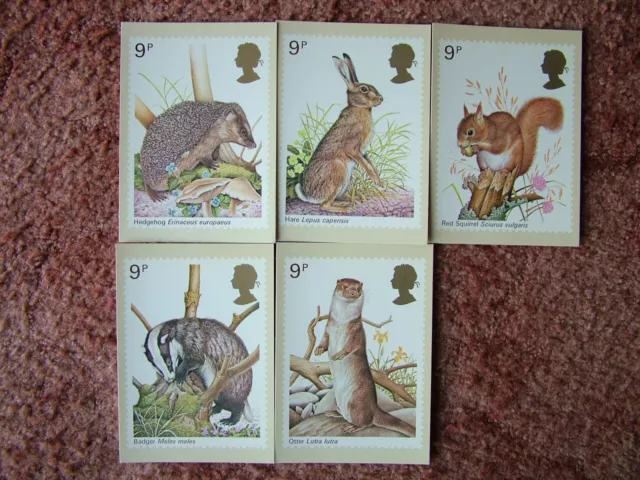 PHQ Stamp card set No PHQ 25 ANIMALS, 1975. 5 card set  Mint Condition.