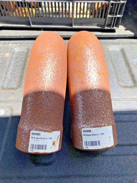 SCHOENFELD EXHAUST ELBOWS LOT OF 2 18 ga STEEL 3.5" X 80 DEGREE 0.49 sch3580