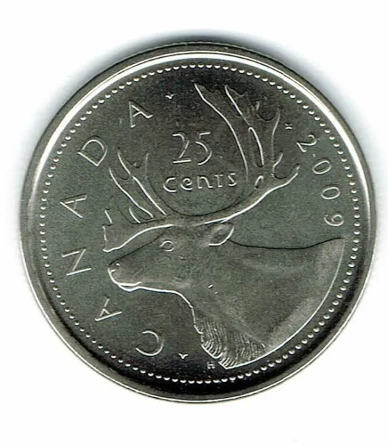 2009 Logo Canadian Brilliant Uncirculated Caribou Twenty Five Cent coin!