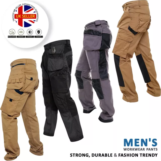 Mens Cargo Combat Work Trousers Heavy Duty Multi Pocket Worker Pants Workwear