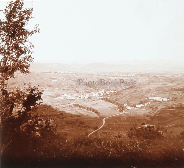 France Campagne Village Photo Stereo PL58L4n3 Glass Plate c1920