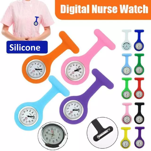 Silicone Nurse Watch Brooch Tunic Fob Nursing Nurses Pendant Pocket Clip Watch