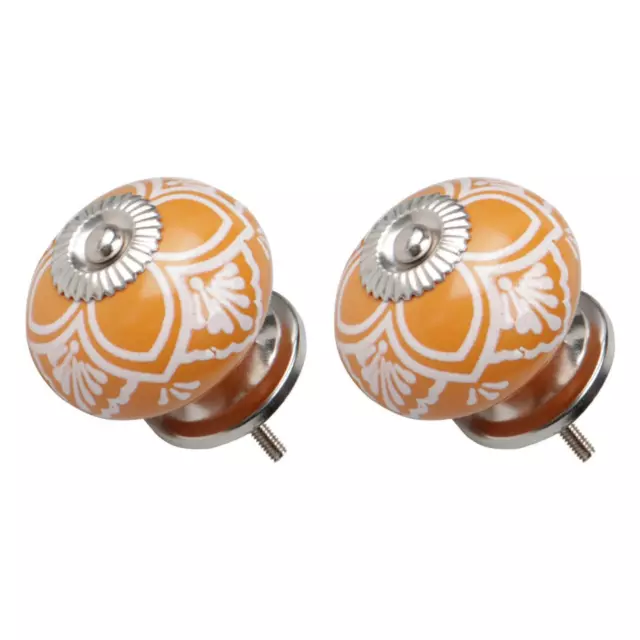 Ceramic Vintage Knob Drawers Round Pull Handle Cabinet Wardrobe Door 2pcs Yellow