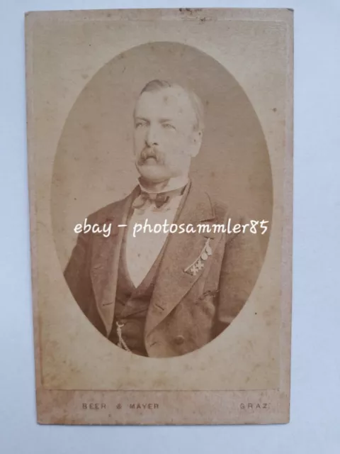 CdV Graz 1860/70 Portrait mit Orden Steiermark Österreich Ordensspange