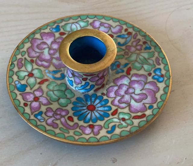 Cloisonne Kerzenständer China Blüten Blumen Kerzenhalter