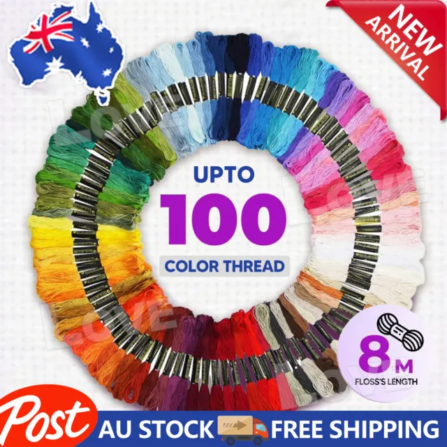 50/100 Coloured Egyptian Cotton Embroidery Cross Stitch Thread Floss Hand Skeins