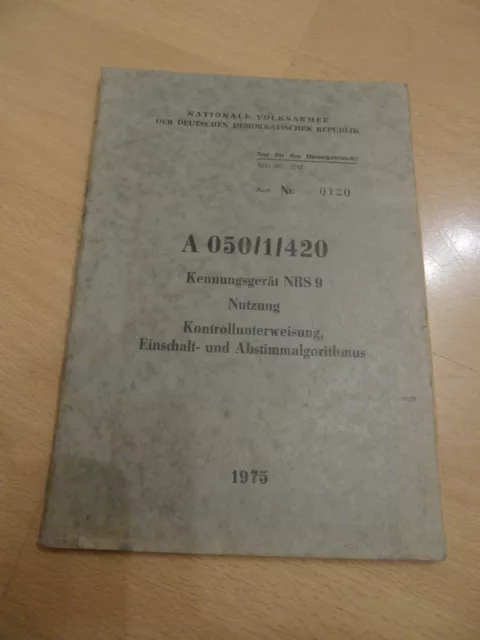 Original DDR NVA Dienstvorschrift A 050/1/420 Kennungsgerät NRS 9 Nutzung 1975