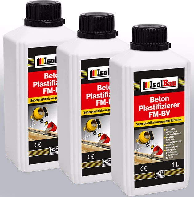 3 x 1 L calcestruzzo - additivo plastificante liquefattore calcestruzzo liquefattore
