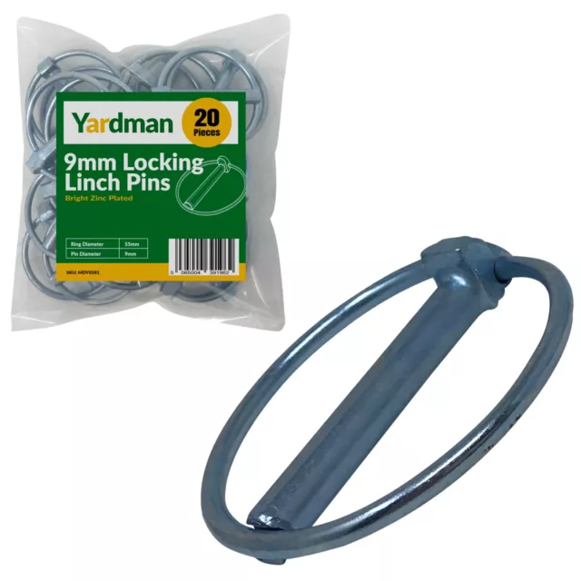YARDMAN Lock in Lynch Pin 20-pcs - 9mm Linch Pins - 55mm Wide Ring & Locking Pin