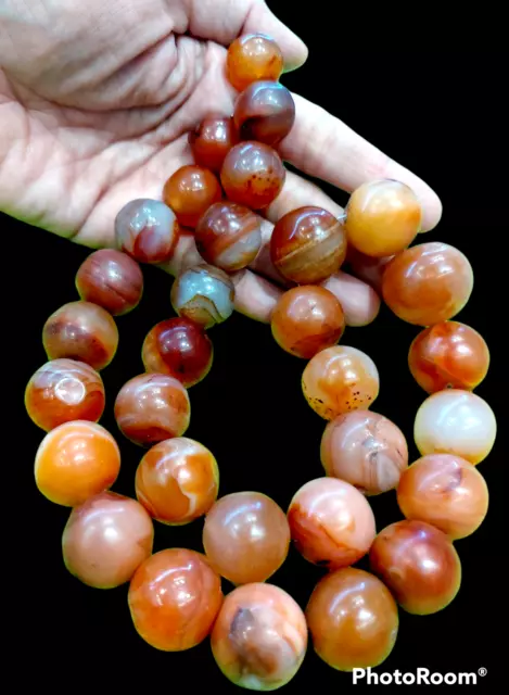 Superb Great Condition Antique African Round carnelian trade bead 12-18mm Strand
