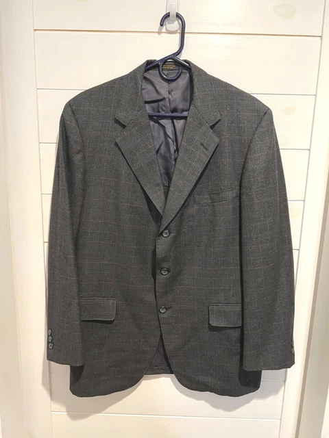 H Freeman & Son Tailored 100% Wool Jacket Sport Coat Blazer Gray Houndstooth 44R