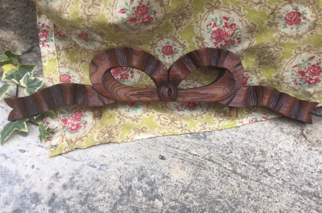 ANCIEN FRONTON EN BOIS SCULPTÉ « NOEUD » XIX Ème NAPOLEON III SHABBY CHIC RARE**