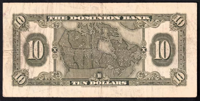 Canada The Dominion Bank 1938 $10 Ten Dollar Charter Banknote 287192 2