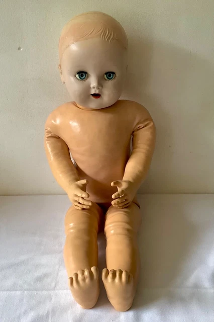 POUPON Pleureur Vintage TÊTE RHODOÏD Yeux Dormant Bleu Corps?Marque à Identifier