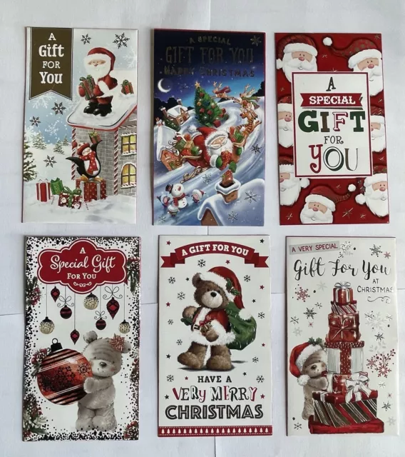 Pack of 6 Assorted Christmas Self-Sealing Money Gift Wallet Envelopes Cute