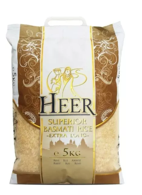 Heer Superior Basmati Reis Extra Long Indien pure rice Langkorn 1er Pack 5kg