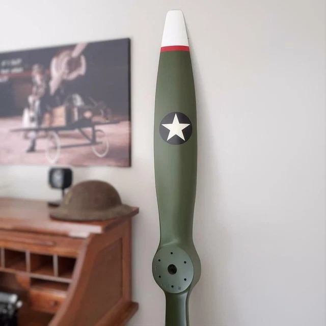Replica WWI US Army Green Wood Wooden Airplane Aircraft Propeller 73" White Tips