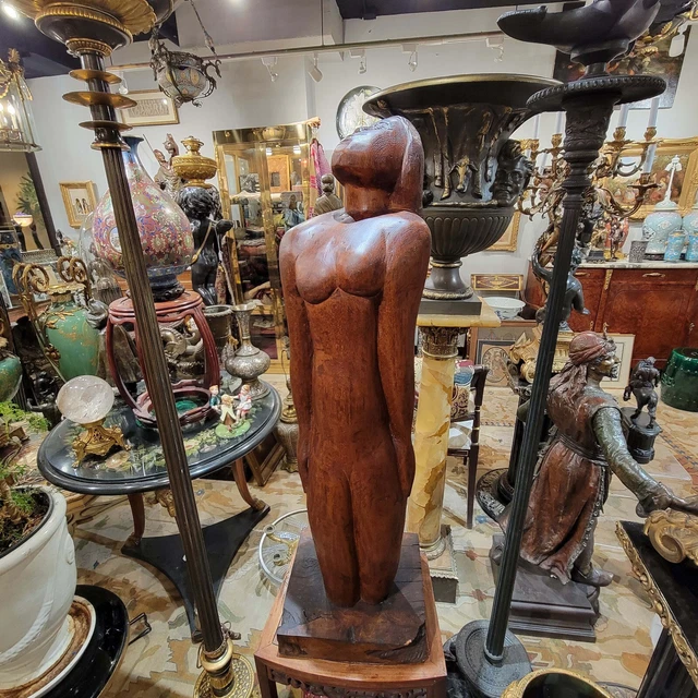 American Folk Art Carved Figure Sculpture, Mid 20th Century