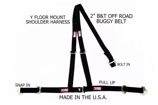 Rjs Racing 2" Buggy Off Road Seat Belt 3 Point B&T Y Harness Black 4000601