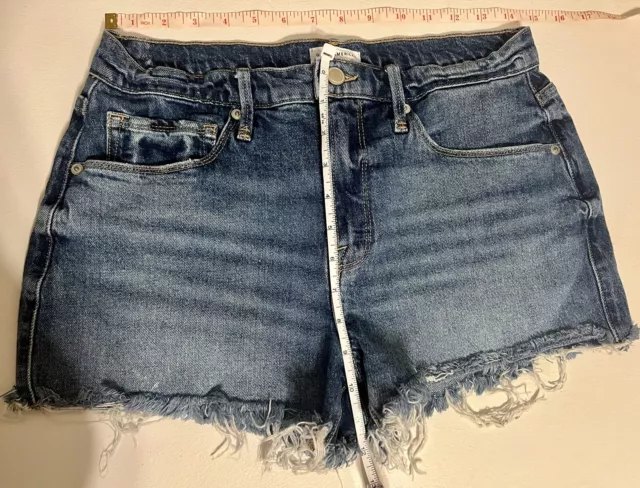 Good American Sz 6/28 Good ‘90s Cut Off Raw Hem Jean Short in Indigo156 GNIS235T 2