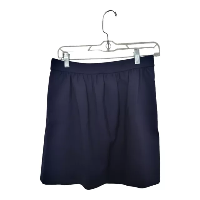 J Crew Womens Pleated Skirt Size:4 Navy Lined Zipper Short Pockets Career Solid