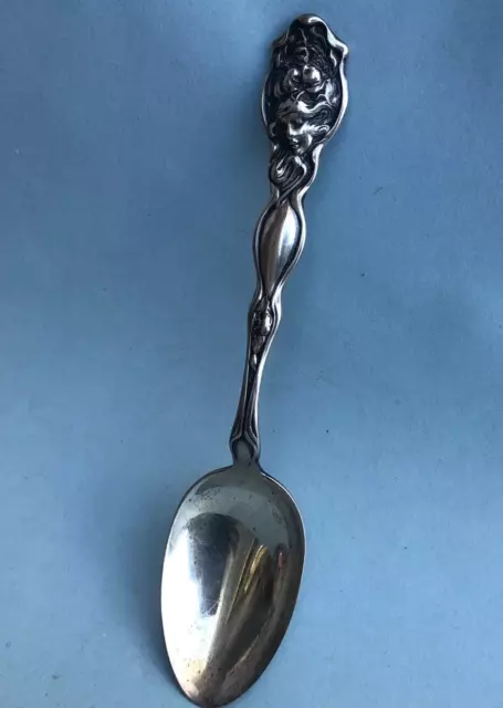 ESTATE: 1908 Art Nouveau Unger Brothers Evangeline Sterling Silver 6" Tea Spoon