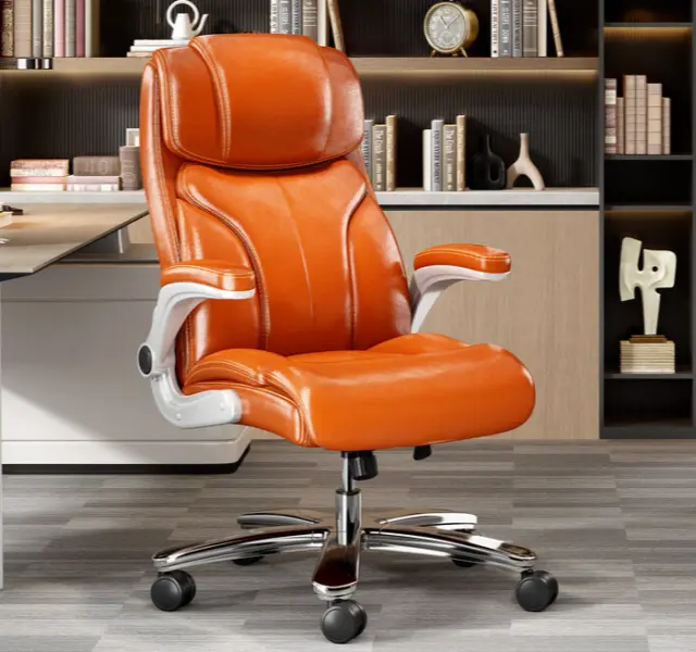 Executive PU Leather Desk Chair Large Home Office Chairs for Heavy People Orange